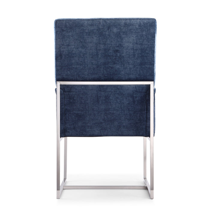 Chaise de salle à manger sans accoudoirs Element de Manhattan Comfort - velours bleu