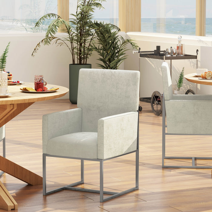 Chaise de salle à manger sans accoudoirs Element de Manhattan Comfort en velours - champagne