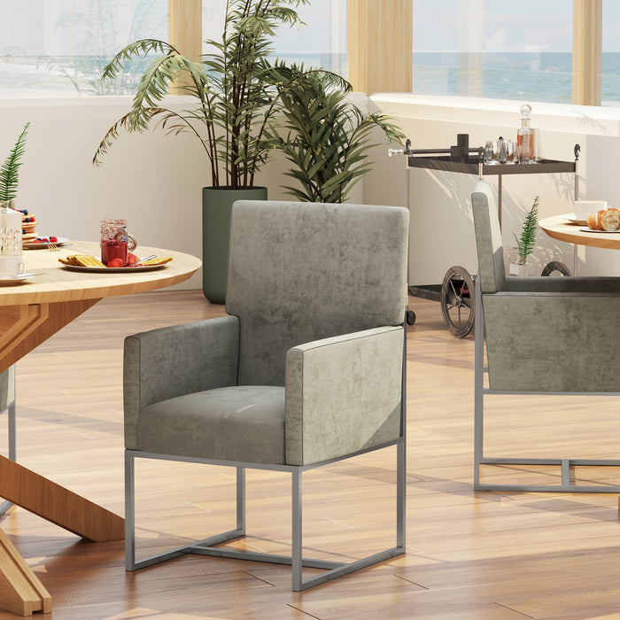 Chaise de salle à manger Element de Manhattan Comfort en velours - grise