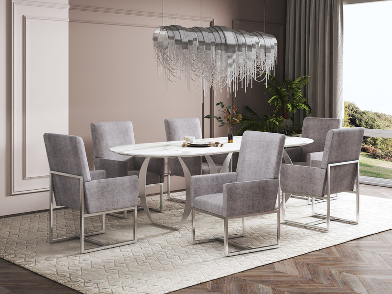 Chaise de salle à manger Element de Manhattan Comfort en velours - grise