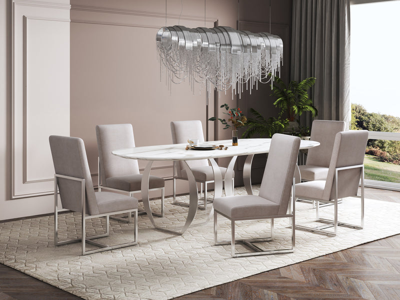 Chaise de salle à manger sans accoudoirs Element de Manhattan Comfort en velours - grise