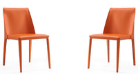 Ensemble 2 chaises de salle à manger Paris de Manhattan Comfort en cuir à équipement corail - corail