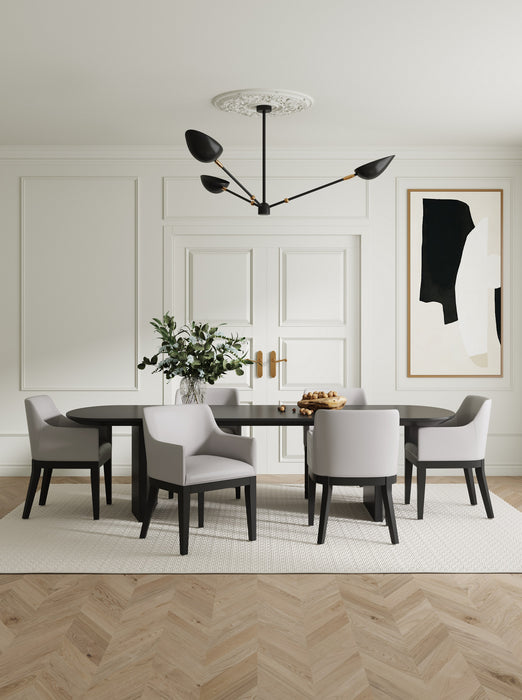 Chaise de salle à manger moderne Gansevoort de Manhattan Comfort en similicuir - gris clair