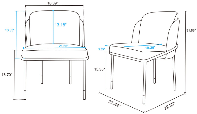 Chaise de salle à manger Flor de Manhattan Comfort en tissu - blé