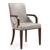 Chaise de salle à manger à accoudoirs moderne Shubert de Manhattan Comfort en similicuir et velours - gris clair