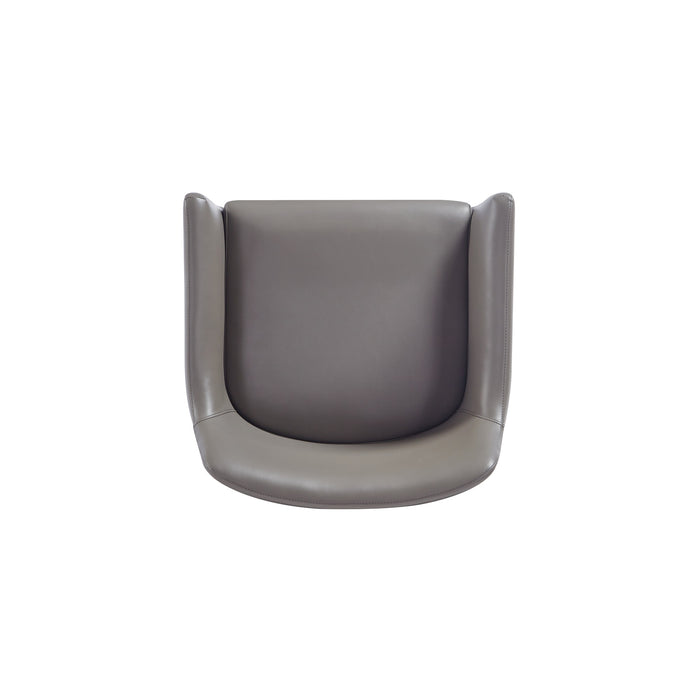 Chaise de salle à manger à accoudoirs moderne Serena de Manhattan Comfort revêtue de similicuir avec pattes en acier - grise