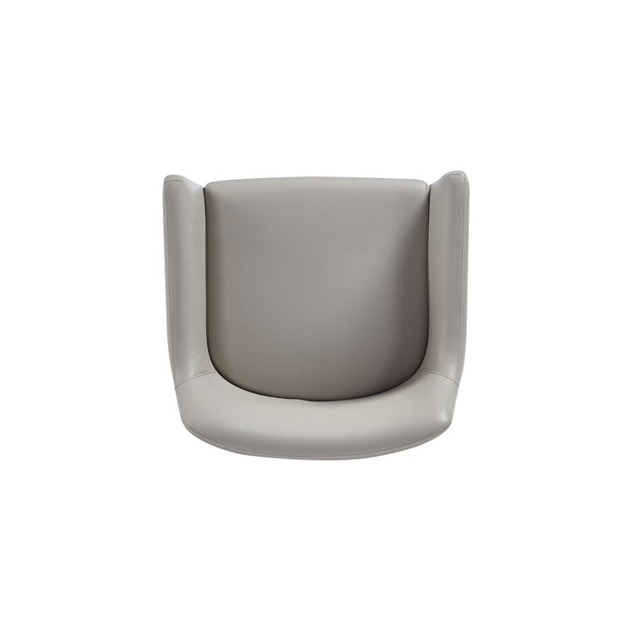 Chaise de salle à manger à accoudoirs moderne Serena de Manhattan Comfort revêtue de similicuir avec pattes en acier - gris clair