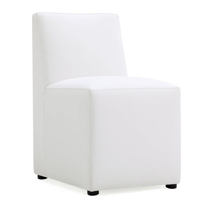 Chaise de salle à manger carrée et moderne Anna de Manhattan Comfort en similicuir - crème