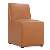 Chaise de salle à manger carrée et moderne Anna de Manhattan Comfort en similicuir - brun clair