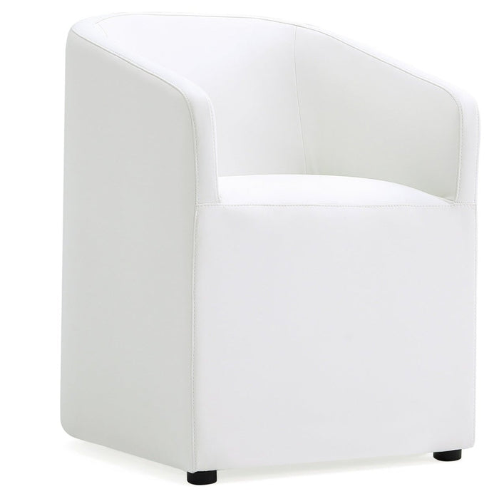 Chaise de salle à manger arrondie et moderne Anna de Manhattan Comfort en similicuir - crème