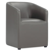Chaise de salle à manger arrondie et moderne Anna de Manhattan Comfort en similicuir - étain
