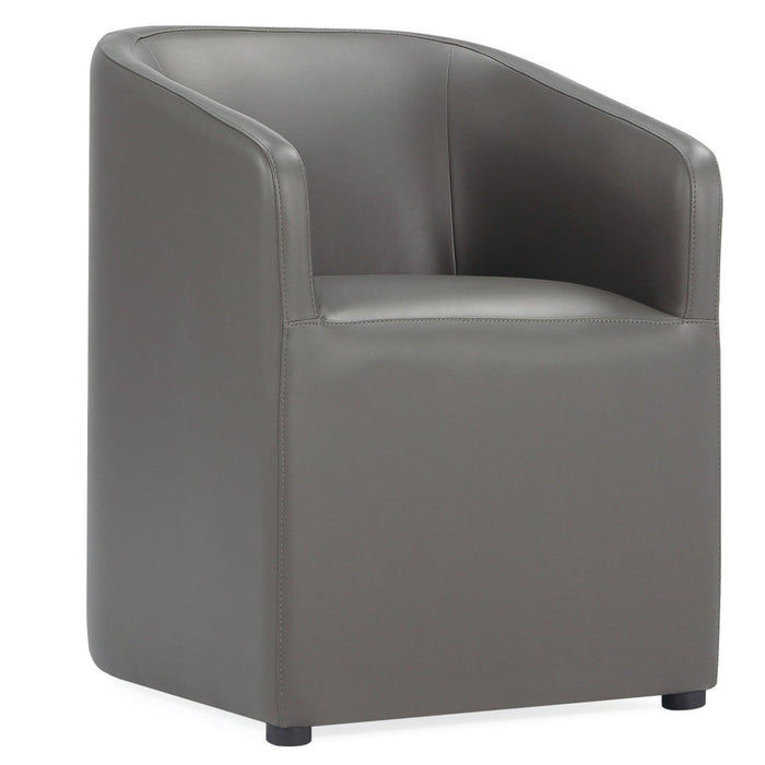 Chaise de salle à manger arrondie et moderne Anna de Manhattan Comfort en similicuir - étain