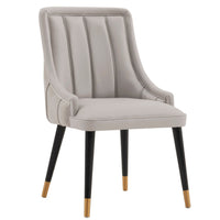 Chaise de salle à manger moderne Eda de Manhattan Comfort en velours et similicuir - grise