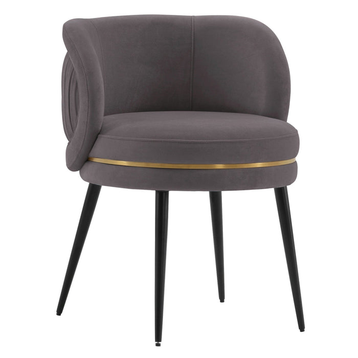 Chaise de salle à manger moderne Kaya de Manhattan Comfort en velours plissé - grise