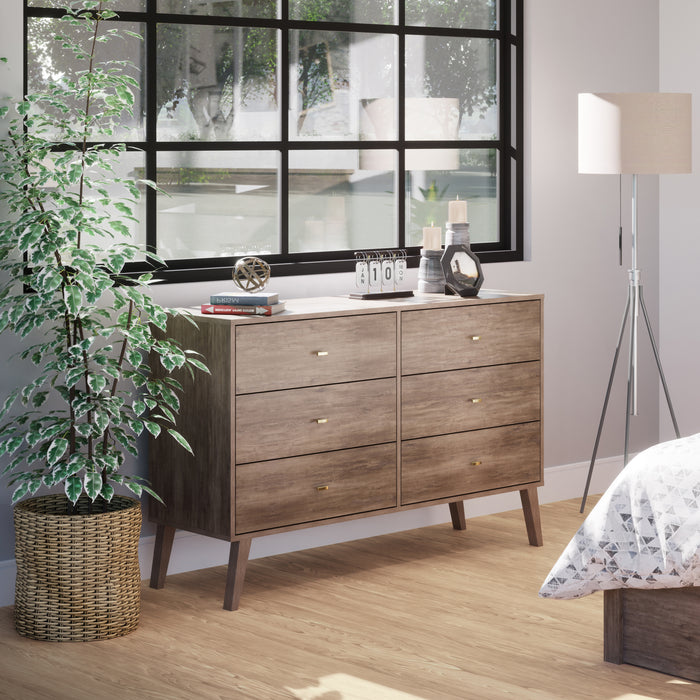 Commode Milo à 6 tiroirs - gris délavé