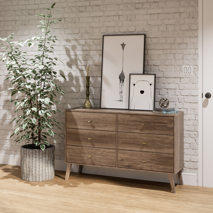 Commode Milo à 6 tiroirs - gris délavé