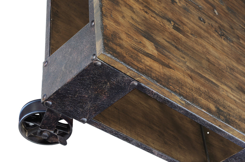 Table à café Eastway de 40 po avec dessus relevable et rangement - pin naturel vieilli