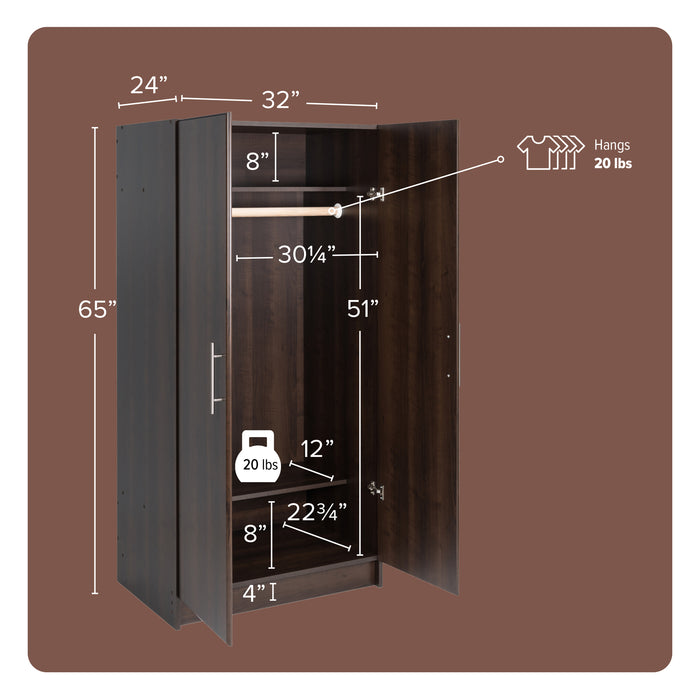 Armoire-penderie Elite de 32 po - espresso
