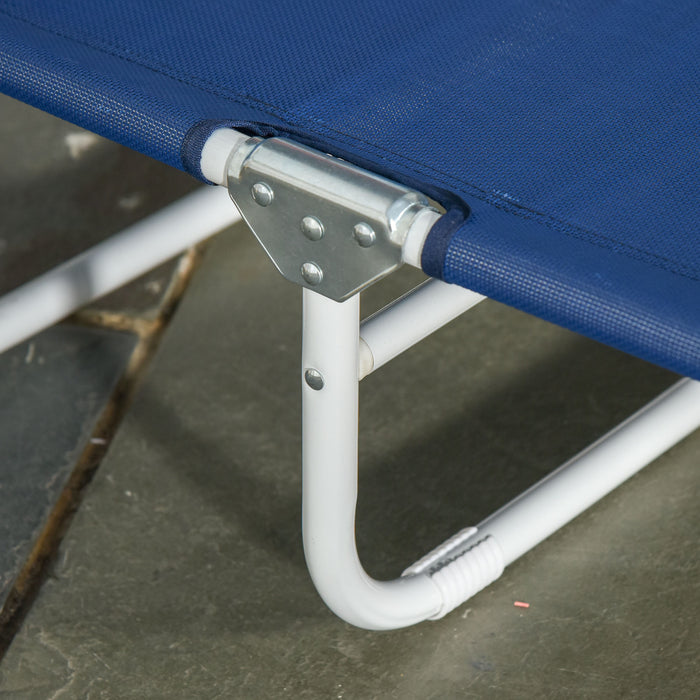 Chaise Longue Exterieure Outsunny Avec Dossier Reglable A 4 Niveaux, Bleu