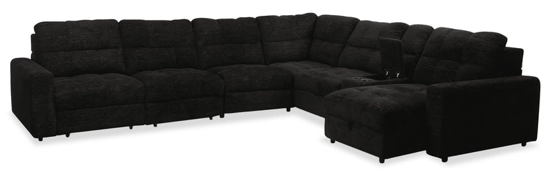 Sofa sectionnel modulaire à coulissement électrique de droite Elevate de Scott Living 7 pièces en tissu de chenille avec rangement - Ebony