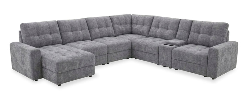 Sofa sectionnel modulaire à coulissement et inclinaison électriques de gauche Elevate de Scott Living 7 pièces en tissu de chenille - gris
