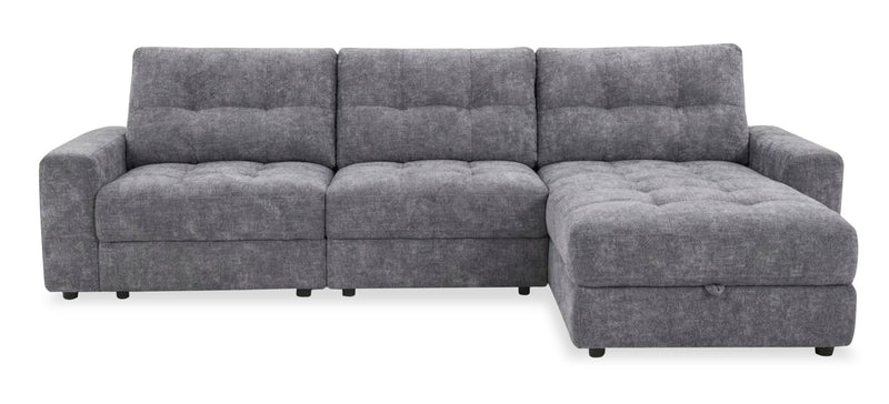 Sofa sectionnel modulaire à inclinaison électrique de droite Elevate de Scott Living 3 pièces en tissu de chenille - gris