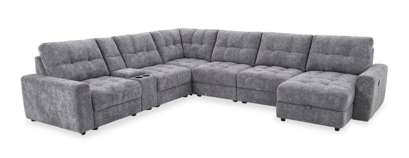 Sofa sectionnel modulaire à coulissement et inclinaison électriques de droite Elevate de Scott Living 7 pièces en tissu de chenille - gris