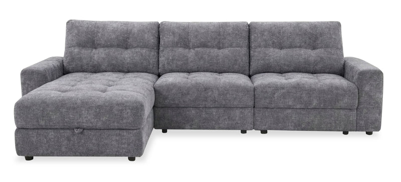 Sofa sectionnel modulaire à coulissement électrique de gauche Elevate de Scott Living 3 pièces en tissu de chenille - gris