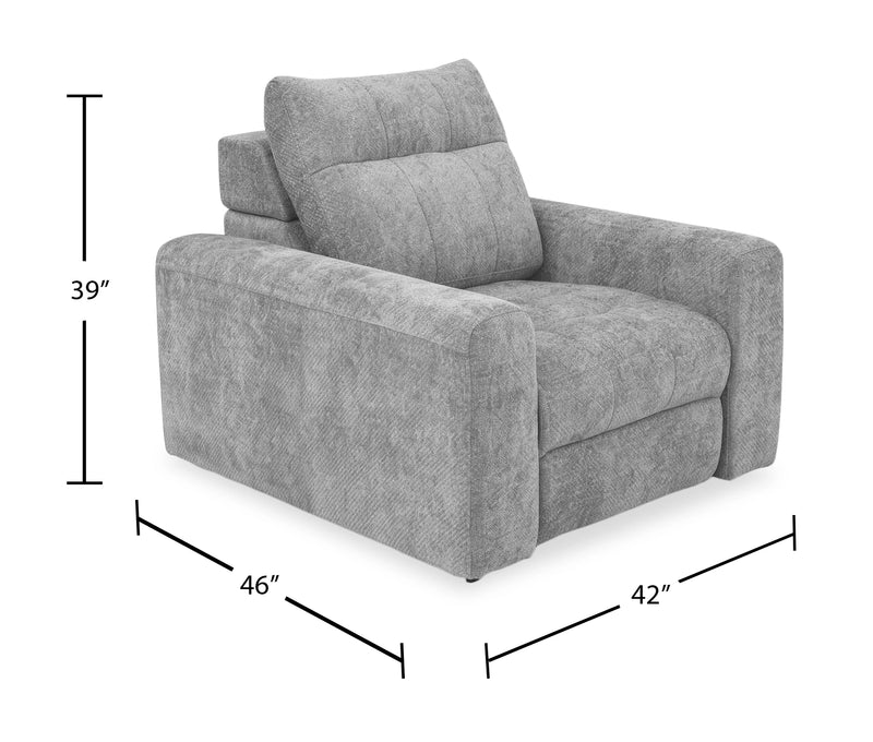 Fauteuil à inclinaison électrique Elevate de Scott Living de 42 po en tissu de chenille - gris