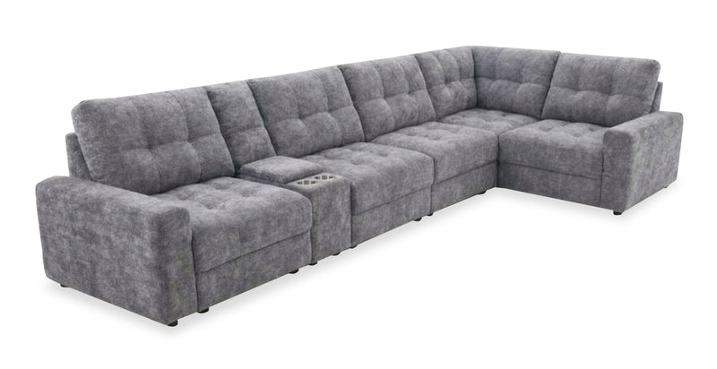 Sofa sectionnel modulaire à inclinaison électrique en forme de L Elevate de Scott Living 6 pièces avec console de rangement - gris