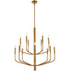 Lustre Eleanor de Dainolite avec fini laiton vieilli et 14 ampoules