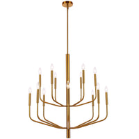 Lustre Eleanor de Dainolite avec fini laiton vieilli et 14 ampoules