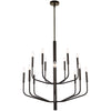 Lustre Eleanor de Dainolite avec fini noir mat et 14 ampoules