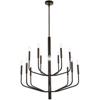 Lustre Eleanor de Dainolite avec fini noir mat et 14 ampoules