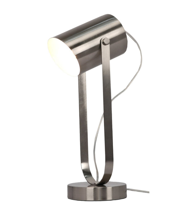 Lampe de table Estelle de 16,25 po avec abat-jour pivotant en métal - acier inoxydable