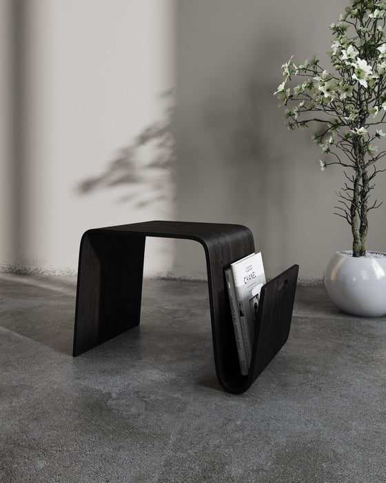 Table de bout rectangulaire Brookside de Manhattan Comfort de 25,6 po en contreplaqué avec placages de frêne - noire