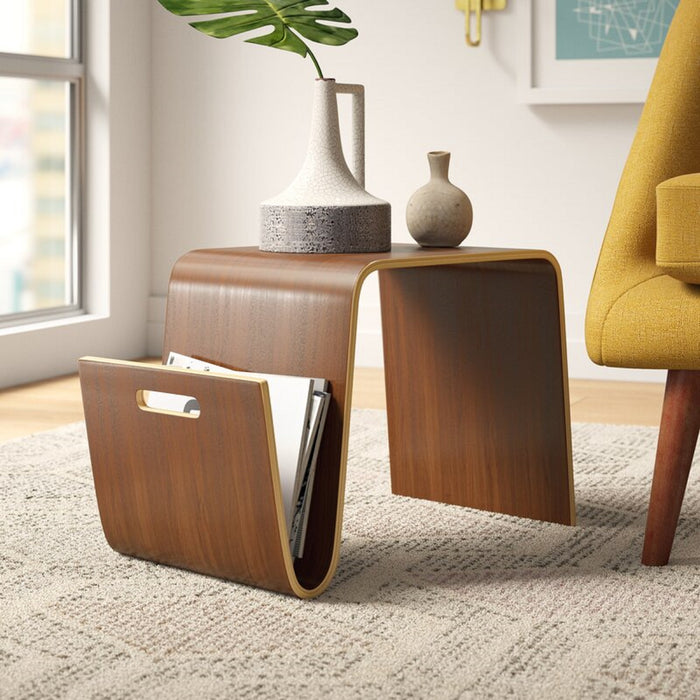 Table de bout rectangulaire Brookside de Manhattan Comfort de 25,6 po en contreplaqué avec placages de frêne - noyer