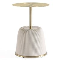 Table de bout moderne Anderson 1.0 de Manhattan Comfort avec revêtement en similicuir et dessus de table doré - crème