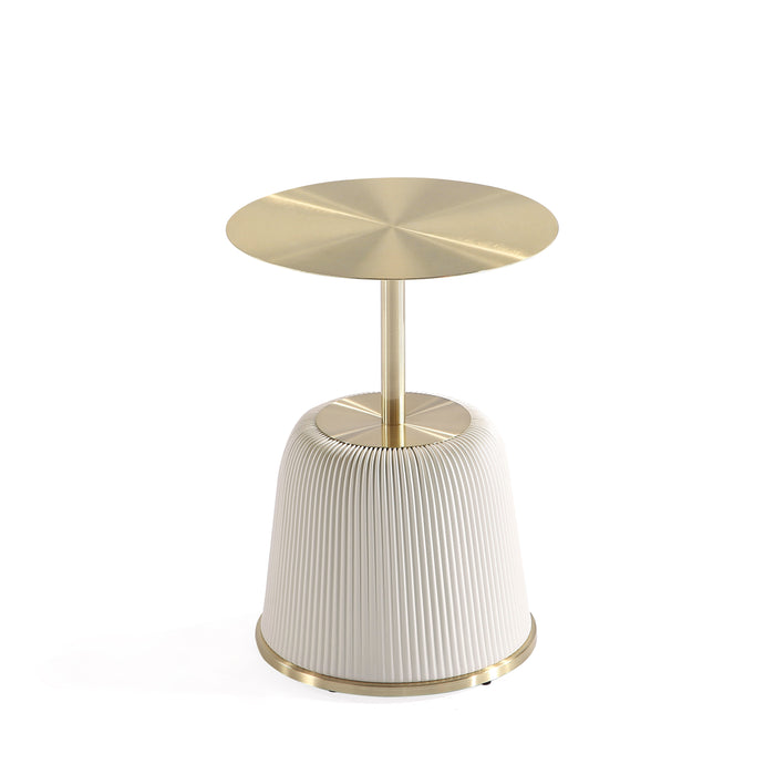 Table de bout moderne Anderson 1.0 de Manhattan Comfort avec revêtement en similicuir et dessus de table doré - crème