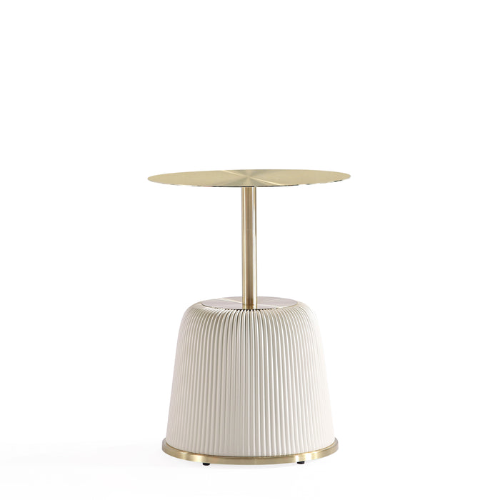 Table de bout moderne Anderson 1.0 de Manhattan Comfort avec revêtement en similicuir et dessus de table doré - crème