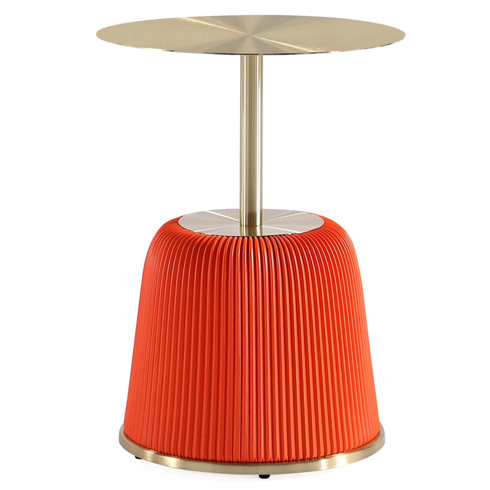 Table de bout moderne Anderson 1.0 de Manhattan Comfort avec revêtement en similicuir et dessus de table doré - orange