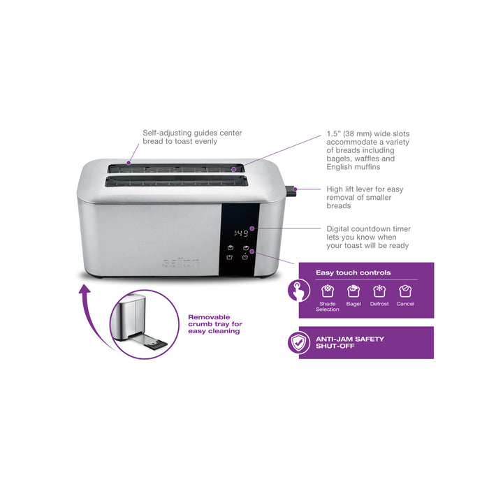 Grille-pain numérique Salton à 4 tranches avec compte à rebours - ET2108