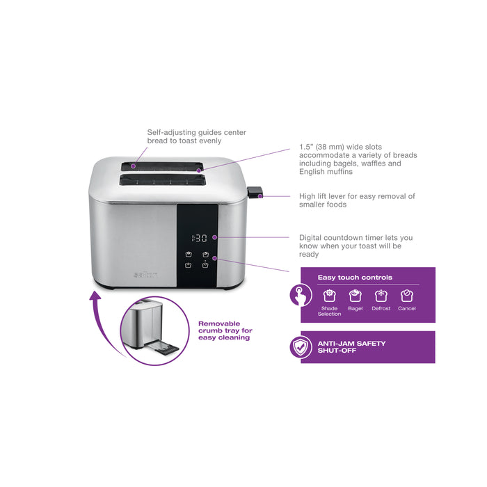 Grille-pain numérique Salton à 2 tranches avec compte à rebours - ET2137