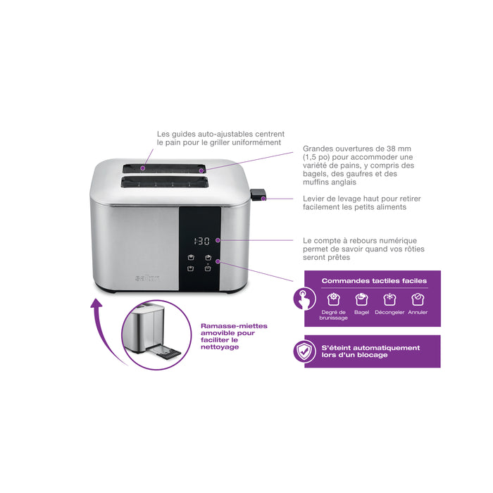 Grille-pain numérique Salton à 2 tranches avec compte à rebours - ET2137