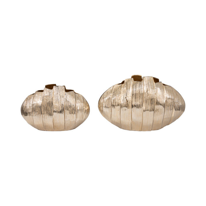 Petit vase Pavia de 8 po en métal - doré