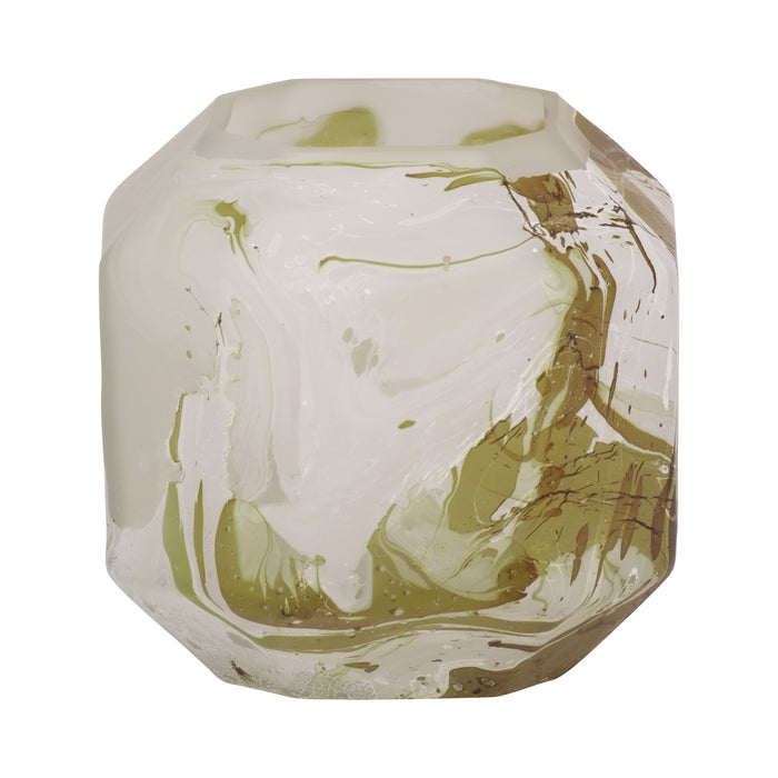 Vase Dominique de 5 po en verre au fini de feu cuivré - ivoire