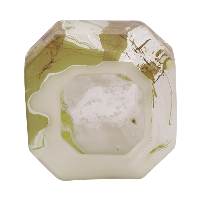 Vase Dominique de 5 po en verre au fini de feu cuivré - ivoire