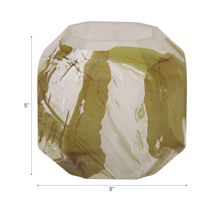 Vase Dominique de 5 po en verre au fini de feu cuivré - ivoire