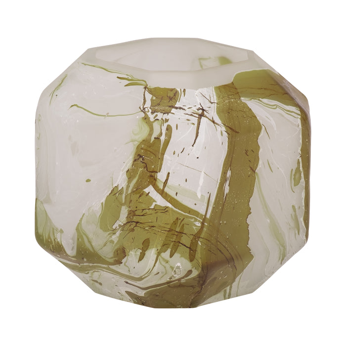 Vase Dominique de 5 po en verre au fini de feu cuivré - ivoire