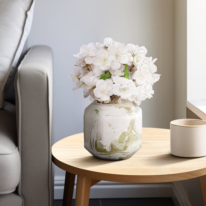 Vase Dominique de 5 po en verre au fini de feu cuivré - ivoire